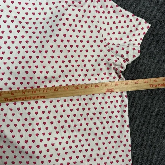 Roller Rabbit 100% Pima Cotton Hearts Polo Pajama Top in Pink Size Medium - Picture 6 of 7